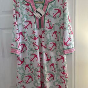 Gretchen Scott anchors away dress NWT women’s XXL Goddess pink and green preppy